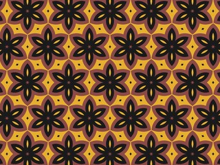 Seamless yellow and brown floral pattern background