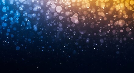 Obraz premium Illustration of dark abstract background with numerous small bokeh lights and glitter, creating a magical and festive atmosphere with a gradient of colors