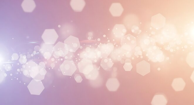 Illustration of soft pastel background with hexagonal bokeh and sparkling lights, creating a dreamy and elegant atmosphere for special occasions