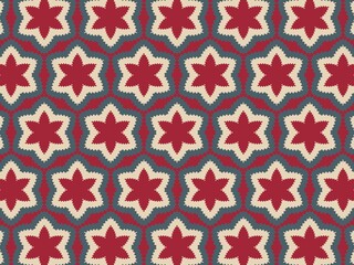 Seamless red and blue star pattern background