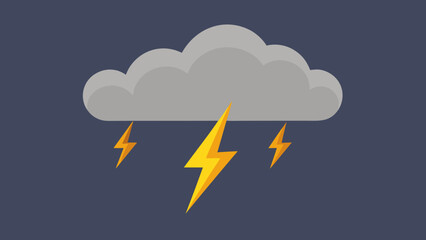 Flat Design Thunderstorm with Lightning Bolts and Rain Weather Scene