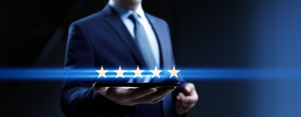 Customer Satisfaction and Quality Rating with Five-Star Service and Business Excellence.