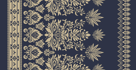 Ikat floral paisley embroidery seamless pattern. Ikat ethnic flower oriental pattern traditional. Motifs African boho. Ethnic ikat floral Border Indian floral Aztec embroidery border