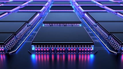 Futuristic Microchip Array: A Glimpse into Advanced Technology