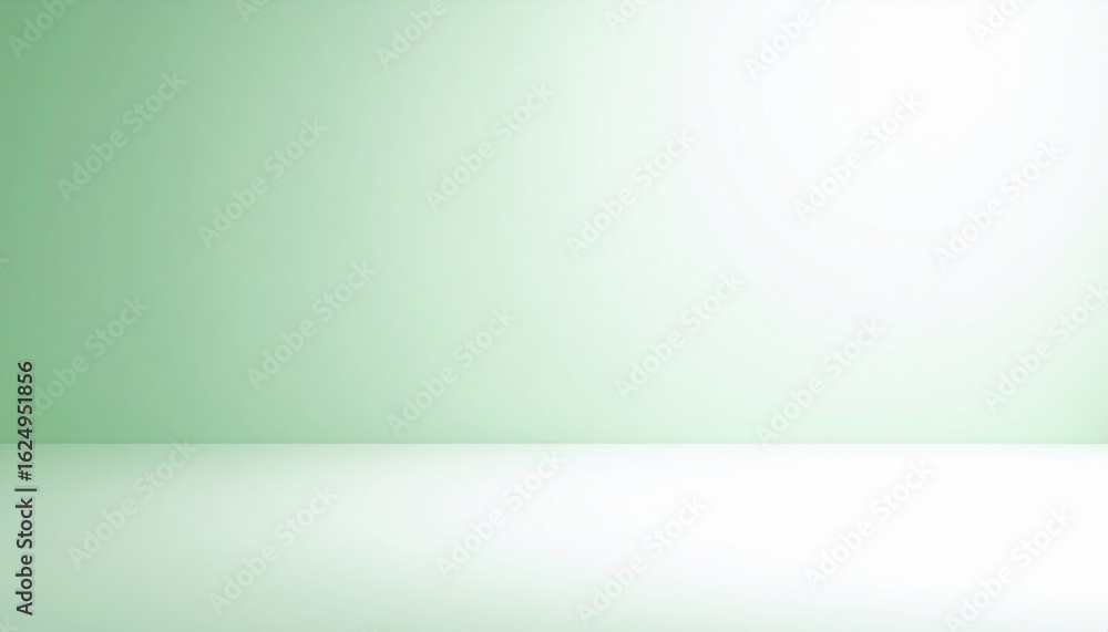 Poster creating a minimalist artistic space green background studio setup photography calm environment wide