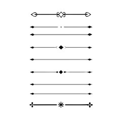 Set of Vintage decorative lines. text dividers. Line border. Lines separators, Borders, Vintage dividers, Underline elements. Divider set vector. Vector illustration.Line dividers.	
