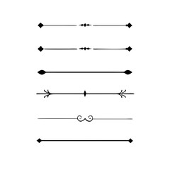 Set of Vintage decorative lines. text dividers. Line border. Lines separators, Borders, Vintage dividers, Underline elements. Divider set vector. Vector illustration.Line dividers.	