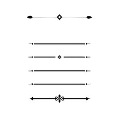 Set of Vintage decorative lines. text dividers. Line border. Lines separators, Borders, Vintage dividers, Underline elements. Divider set vector. Vector illustration.Line dividers.	