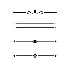 Set of Vintage decorative lines. text dividers. Line border. Lines separators, Borders, Vintage dividers, Underline elements. Divider set vector. Vector illustration.Line dividers.	