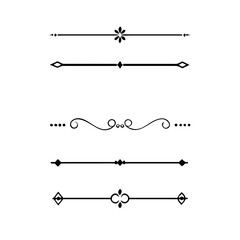 Set of Vintage decorative lines. text dividers. Line border. Lines separators, Borders, Vintage dividers, Underline elements. Divider set vector. Vector illustration.Line dividers.	