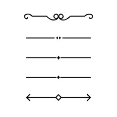 Set of Vintage decorative lines. text dividers. Line border. Lines separators, Borders, Vintage dividers, Underline elements. Divider set vector. Vector illustration.Line dividers.	