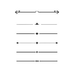 Set of Vintage decorative lines. text dividers. Line border. Lines separators, Borders, Vintage dividers, Underline elements. Divider set vector. Vector illustration.Line dividers.	