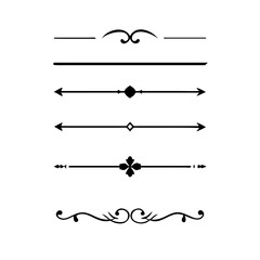 Set of Vintage decorative lines. text dividers. Line border. Lines separators, Borders, Vintage dividers, Underline elements. Divider set vector. Vector illustration.Line dividers.	