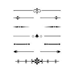 Set of Vintage decorative lines. text dividers. Line border. Lines separators, Borders, Vintage dividers, Underline elements. Divider set vector. Vector illustration.Line dividers.	