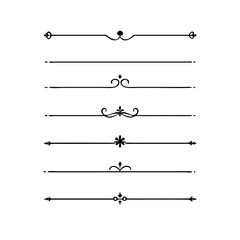 Set of Vintage decorative lines. text dividers. Line border. Lines separators, Borders, Vintage dividers, Underline elements. Divider set vector. Vector illustration.Line dividers.	