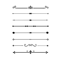 Set of Vintage decorative lines. text dividers. Line border. Lines separators, Borders, Vintage dividers, Underline elements. Divider set vector. Vector illustration.Line dividers.	