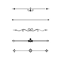 Set of Vintage decorative lines. text dividers. Line border. Lines separators, Borders, Vintage dividers, Underline elements. Divider set vector. Vector illustration.Line dividers.	