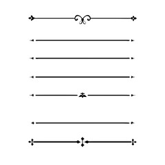 Set of Vintage decorative lines. text dividers. Line border. Lines separators, Borders, Vintage dividers, Underline elements. Divider set vector. Vector illustration.Line dividers.	
