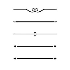Set of Vintage decorative lines. text dividers. Line border. Lines separators, Borders, Vintage dividers, Underline elements. Divider set vector. Vector illustration.Line dividers.	