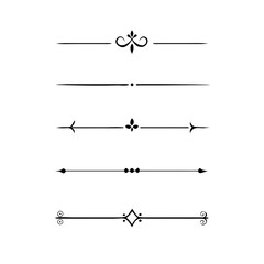 Set of Vintage decorative lines. text dividers. Line border. Lines separators, Borders, Vintage dividers, Underline elements. Divider set vector. Vector illustration.Line dividers.	