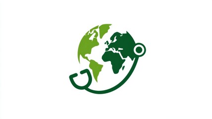 Obraz premium healthcare treatment sustainability. Green globe connected to a stethoscope symbolizes global health awareness.