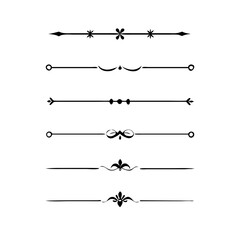 Set of Vintage decorative lines. text dividers. Line border. Lines separators, Borders, Vintage dividers, Underline elements. Divider set vector. Vector illustration.Line dividers.	