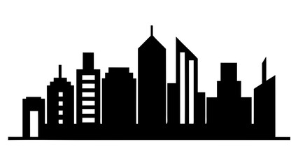Fototapeta premium Minimal Skyline with Bold Black Buildings on White