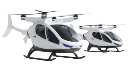 Electric and Autonomous Air Taxis background isolated on a Transparent background, PNG file.