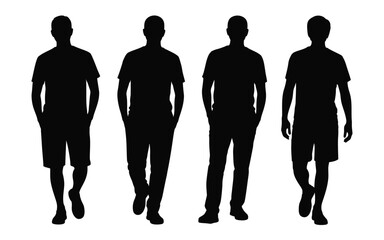 Vector art of collection of different man silhouette isolated on white background for design use