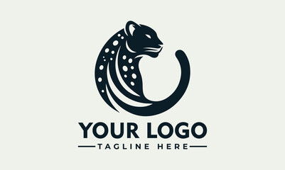 Elegant logo design featuring a stylized leopard head profile within a circular frame, ideal for branding. © nuaari
