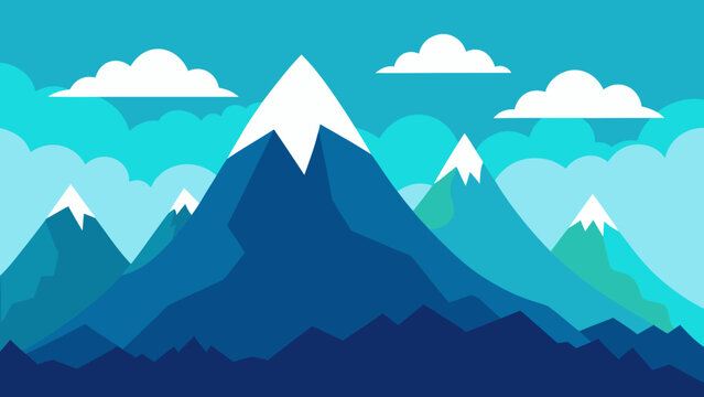 Mountain Scene with Rolling Clouds and Silhouetted Trees