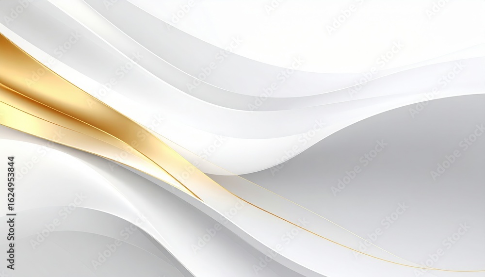 Poster dynamic abstract art design featuring elegant white and gold waves digital background creation moder