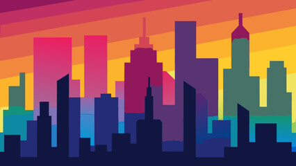 Obraz premium Abstract Colorful City Skyline with Gradient Background Urban Landscape