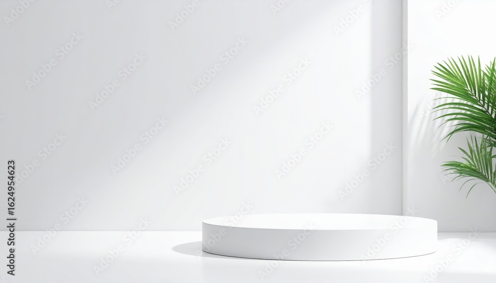 Aufkleber minimalist display area with circular platform indoor space photography modern design front view con