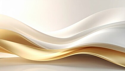 Obraz premium Elegant flowing waves of gold and white abstract art digital design contemporary environment aesthetic viewpoint visual concept for modern interiors