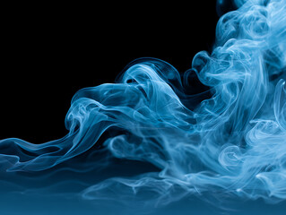 Ethereal Blue Smoke: A captivating dance of vibrant blue smoke against a stark black backdrop, creating a mesmerizing visual.