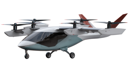 Electric Vertical Takeoff and Landing Aircraft background isolated on a Transparent background, PNG file.