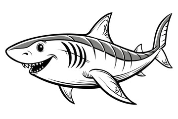 coloring page line art the great white shark fish vector