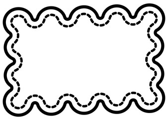 黒いモコモコした額縁風の四角いフレーム背景