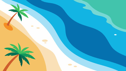 Aerial View of Tropical Beach Clean Surf Line Ocean Paradise Coastline