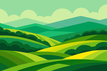 Obraz premium Expansive Sunny Countryside Illustration Landscape Art Vibrant Scenery Nature View