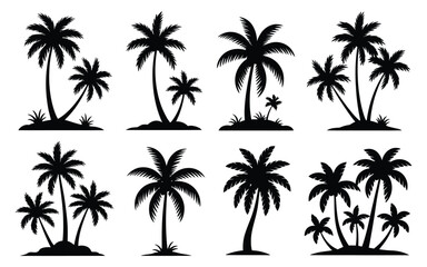 Fototapeta premium Vector art of set of palm tree silhouettes isolated on white background for your design needs