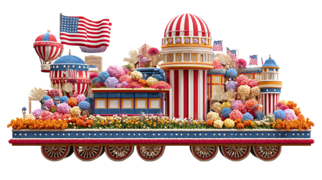 Independence Day float with traditional design elements isolated on transparent background