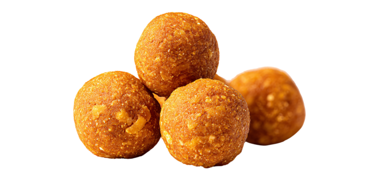 Delicious Besan Laddu, Indian Sweet stacked on a black background Traditional Diwali dessert concept of celebration, culture, and festive