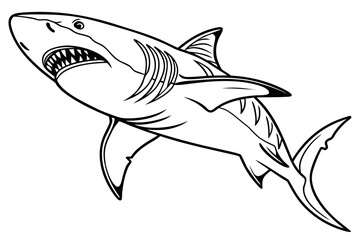 coloring page line art the shark fish black vector