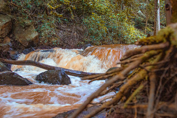Beautiful view, long exposure view of Nairobi River at the waterfalls 