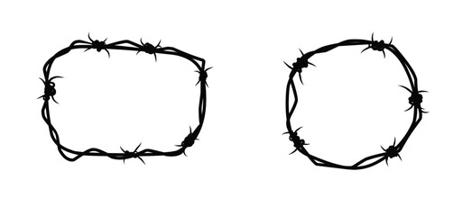 square and circle barbed wired design vector.eps
