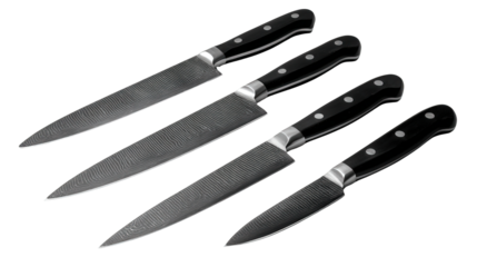 Kitchen Knife Set background isolated on a Transparent background, PNG file.