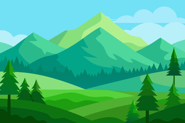 Fototapeta premium Vibrant Serene Mountain Landscape Rendered Art Scenic Beauty