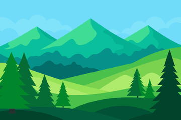 Fototapeta premium Vibrant Serene Mountain Landscape Rendered Art Scenic Beauty